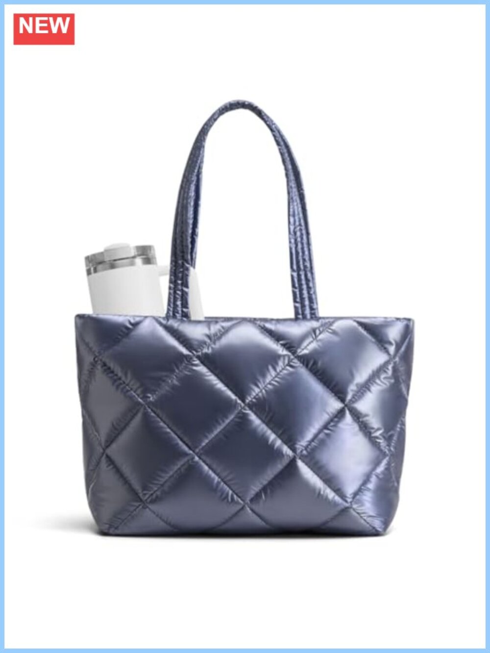 Quilted Puffer Tote Bag 26L Lightweight Water-Resistant Nylon Large Handbag